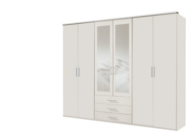 OXFORD 6 door 3 Drawer White wardrobe