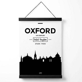 Oxford Black and White City Skyline Medium Poster with Black Hanger