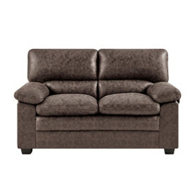 Oxford Bonded Faux Leather 2 Seater Sofa - Chocolate Brown