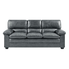 Oxford Bonded Faux Leather 3 Seater Sofa - Slate Grey