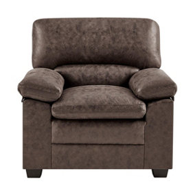 Oxford Bonded Faux Leather Arm Chair - Chocolate Brown