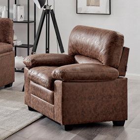Oxford Bonded Faux Leather Arm Chair - Walnut Brown