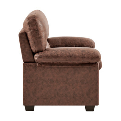 Oxford Bonded Faux Leather Arm Chair - Walnut Brown