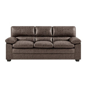 Oxford Bonded Faux Leather Three Seater Sofa Suite - Chocolate Brown