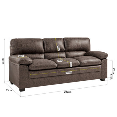 Oxford Bonded Faux Leather Two And Three Seater Sofa Set - Chocolate Brown