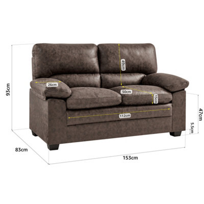 Oxford Bonded Faux Leather Two And Three Seater Sofa Set - Chocolate Brown