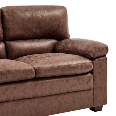 Oxford Bonded Faux Leather Two Seater Sofa - Walnut Brown