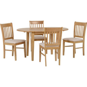 Oxford Extending Dining Set 4 chairs Natural Oak Mink Microsuede