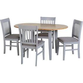 Oxford Extending Dining Set Grey and Natural Oak with Grey Fabric