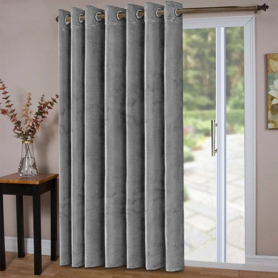 Eyelet Velvet Curtains Fully Lined Blackout Thermal Insulated Curtains 168cm x 213cm Single Panel