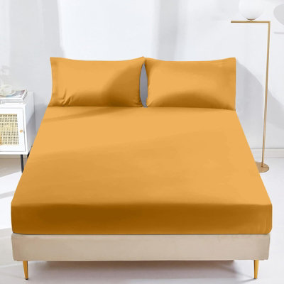 Oxford Homeware Ochre Plain Dyed Fitted Sheet 25cm Extra Deep Pocket ...