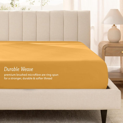 Oxford Homeware Ochre Plain Dyed Fitted Sheet 25cm Extra Deep Pocket ...