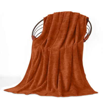 Oxford Homeware Reversible Throw Blanket Soft Warm & Sofa, Bed Fleece ...