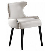 Oxford LUX Velvet Dining Chair Single, Cream