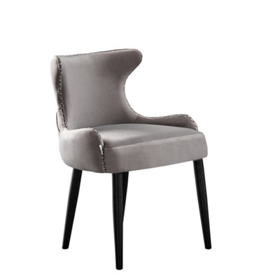 Oxford LUX Velvet Dining Chair Single, Light Grey DIY at B&Q