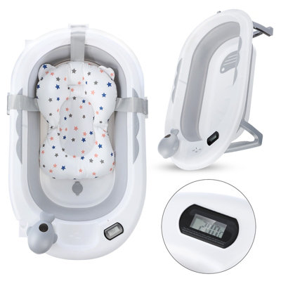 OYAJIA Baby Bath Tub, Foldable with Water Thermometer, Silicone Fold ...