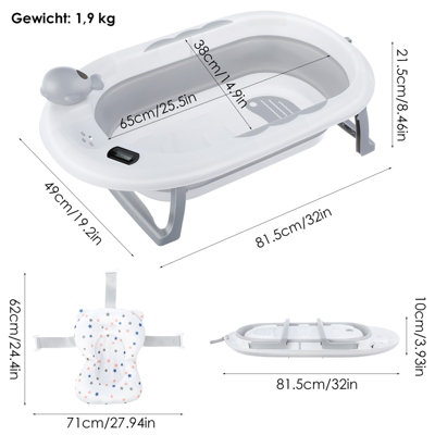OYAJIA Baby Bath Tub, Foldable with Water Thermometer, Silicone Fold ...