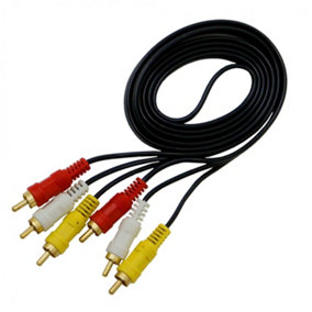 Oypla 1.5m Triple 3 Phono 3RCA to 3RCA AV Audio Video Gold Cable Lead