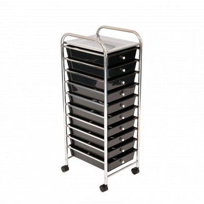 Oypla 10 Drawer Storage Mobile Makeup Salon Trolley Portable Storage Organiser