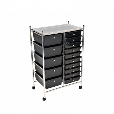 Oypla 15 Drawer Storage Mobile Makeup Salon Trolley Portable Storage Organiser