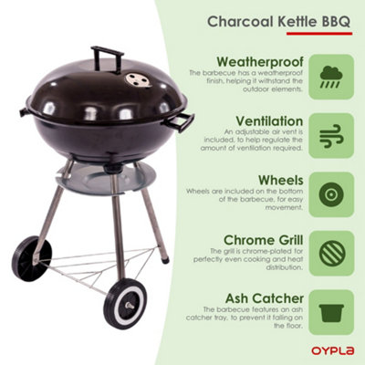 Oypla 18 Inch 46cm Charcoal Kettle Barbecue Freestanding Portable BBQ Grill