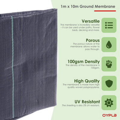 Oypla 1m x 10m Heavy Duty Weed Control Ground Cover Membrane Sheet