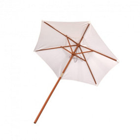 Oypla 2.1m Wooden White Garden Parasol Outdoor Patio Umbrella Canopy