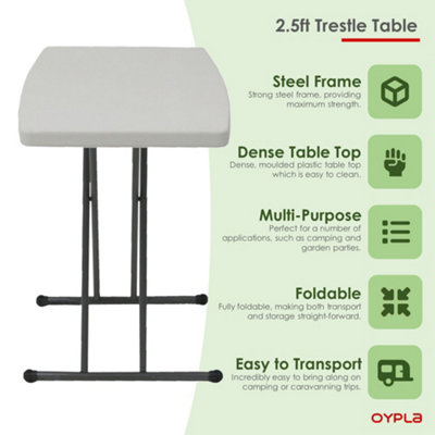 Oypla 2.5ft 76cm Folding Heavy Duty Outdoor Trestle Party Garden Table