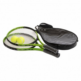 Oypla 2 Player Junior Tennis Set with 23" Aluminium Rackets, Balls & Carry Bag