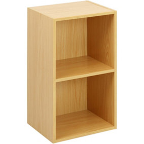 Oypla 2 Tier Wooden Shelf Beech Bookcase Shelving Storage Display Rack