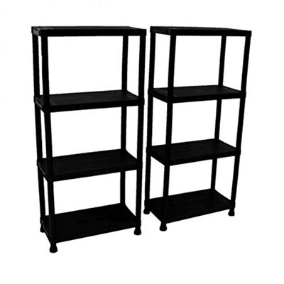 Oypla 2 x 4 Tier Black Plastic Heavy Duty Shelving Racking Storage Unit