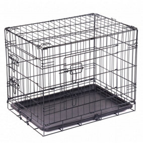 Oypla 24" Folding Metal Dog Cage Puppy Transport Crate Pet Carrier
