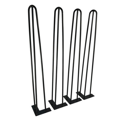 16" Hairpin Furniture Legs – Set Of 4, Heavy-Duty Two-Rod Carbon Steel, 300 Lbs Capacity, With Screws & Floor Protectors
