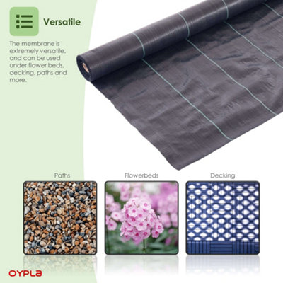 Oypla 2m x 25m Heavy Duty Weed Control Ground Cover Membrane Sheet