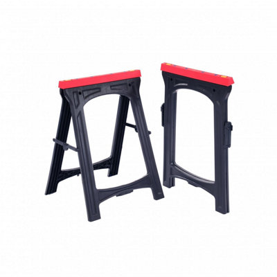 Oypla 2x Heavy Duty Folding Plastic Saw Horse Trestle Stands 150kg