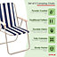 Oypla 2x Stripey Camping Festival Party Folding Outdoor Chairs with Armrests
