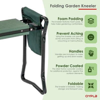 Oypla 3-in-1 Folding Garden Kneeler Padded Seat Stool Tool Storage Bag