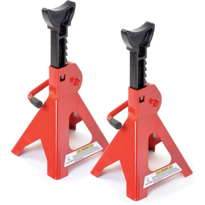 Oypla 3 Ton Heavy Duty Ratchet Jack Lifting Axle Stands - Set of 2