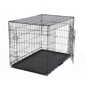 Oypla 30" Folding Metal Dog Cage Puppy Transport Crate Pet Carrier