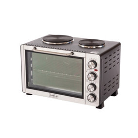 Oypla 30 Litre Electrical Mini Compact Oven Kitchen Mate c/w 2 Hot Plates, And Timer