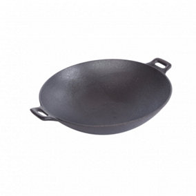 Oypla 30cm Cast Iron Non Stick Wok Skillet Frying Cooking Pan