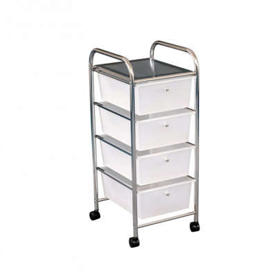 Oypla 4 Clear Drawer Storage Mobile Makeup Salon Trolley Portable Storage Organiser