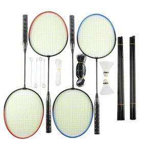 Oypla 4 Player Garden Badminton Set w/ Racket, Net, Shuttlecocks & Carry Bag