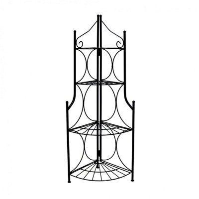 Oypla 4 Tier Foldable Metal Garden Flower Staging Plant Stand Display Shelf