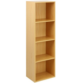 Oypla 4 Tier Wooden Shelf Beech Bookcase Shelving Storage Display Rack