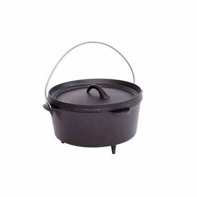 Oypla 4L Cast Iron Non Stick Dutch Oven Casserole Dish Camping Cooker