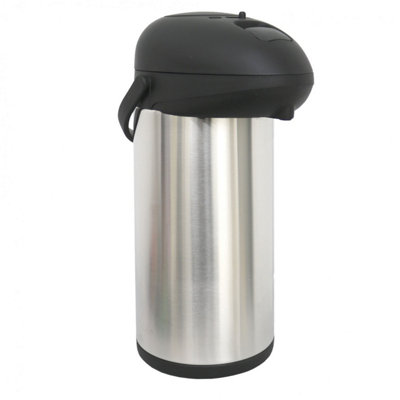 5LTR THERMOS AIRPORT FLASK PUMP ACTION VACUUM THERMAL STAINLESS STEEL NEW