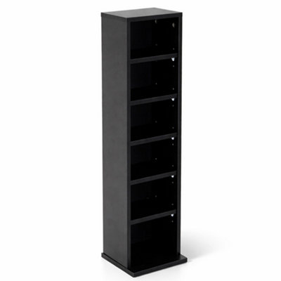 Oypla 6 Tier Black Wooden CD Game Book Shelf Storage Tower Rack - Fits ...