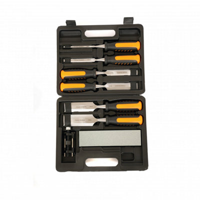 Oypla 8 Piece Wood Chisel Set with Honing Guide and Sharpening Stone