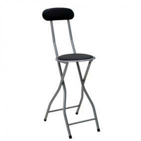 Oypla Black Padded Folding High Chair Breakfast Kitchen Bar Stool Seat
